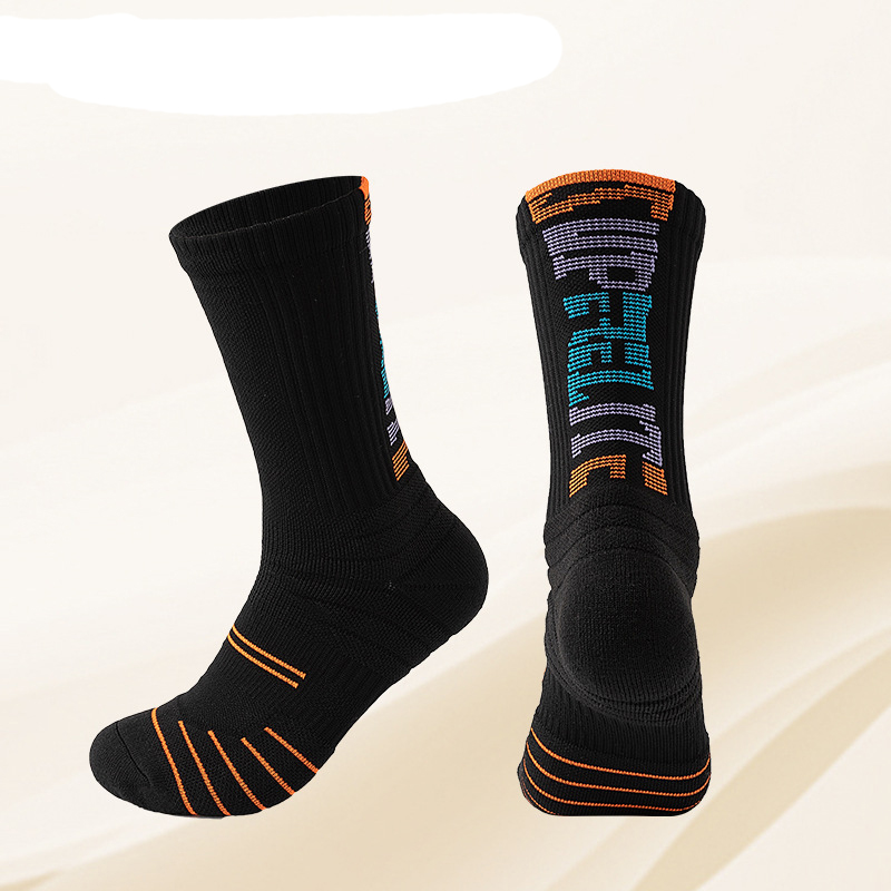 Men's High Quality 100% Cotton Sports Socks Knitted Stripe Design Colorful Crew Socks Custom Logo