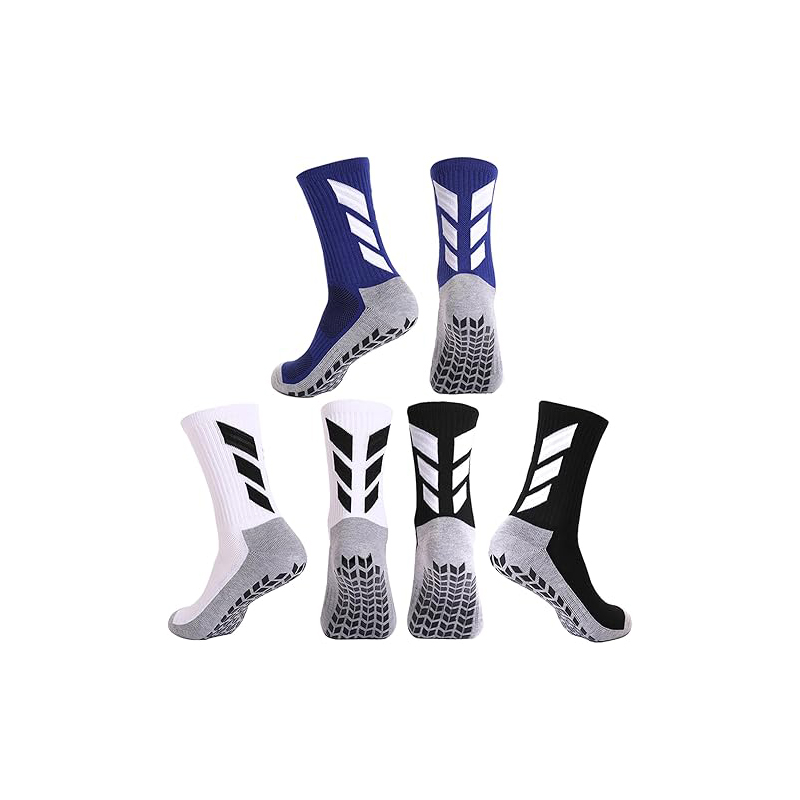  Men's Custom Logo Jacquard Polyester Cotton Spandex Breathable Anti-Slip Grip Anti-Bacterial Quick Dry Summer Sports Crew Socks