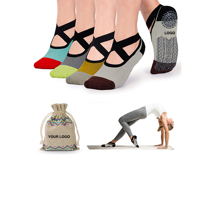 Pilates Ballet Sock Non-Slip Cotton Crew Grip for Yoga Sports